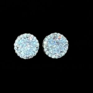 Firebright Crystal Halo Studs – .4” Super-Sparkly Silver Plated Earrings